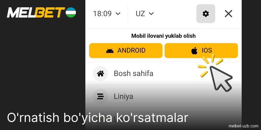 Melbet ios ilovasini o'rnatish tartibi